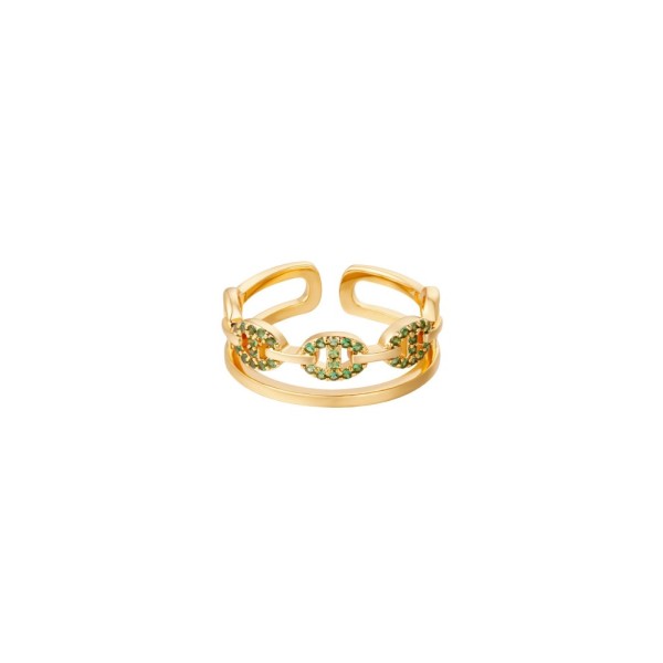 Γυναικείο Δακτυλίδι από Επιχρυσωμένο Χαλκό 18252402 Πράσινο